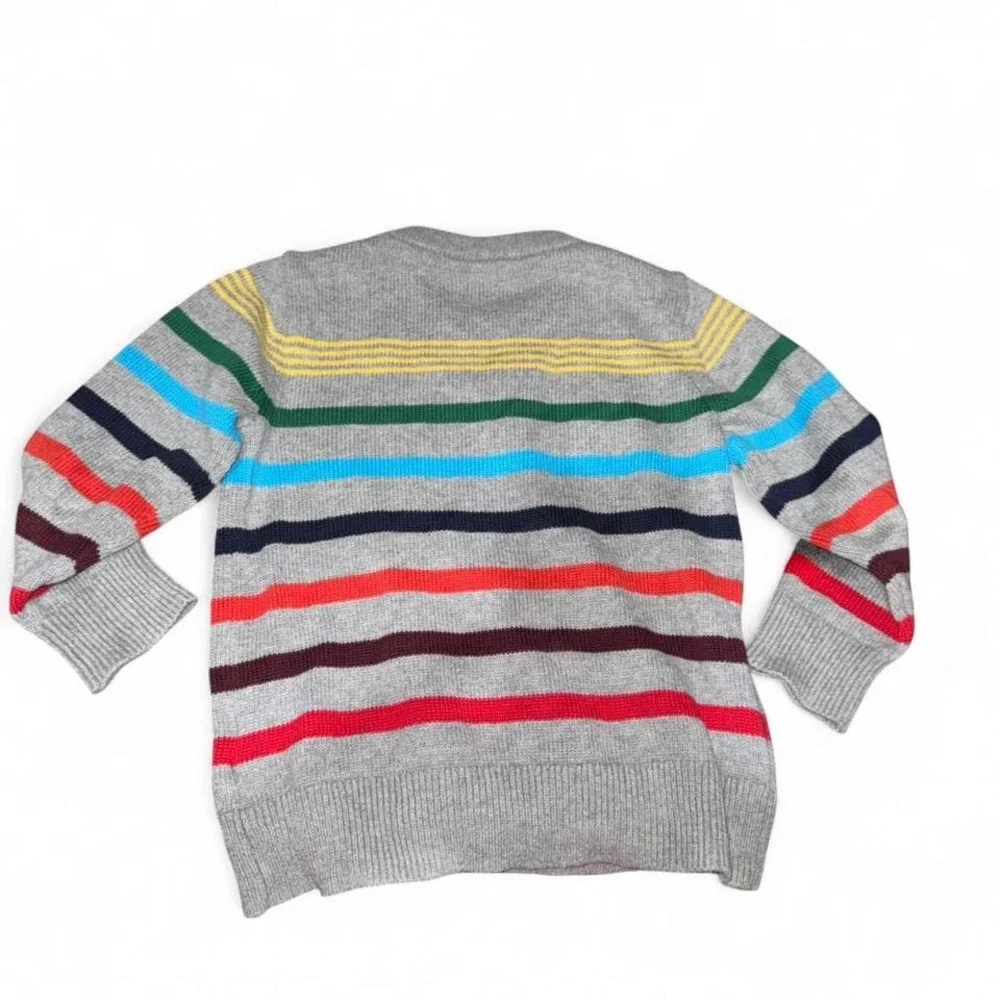 BABY GAP BOYS 4 YEARS GRAY‎ W/COLORFUL STRIPES CREWNECK SWEATER